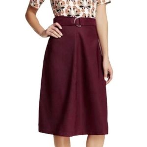 ⭐ Burgundy Belted Skirt - NWOT - Harlowe & Graham - Medium